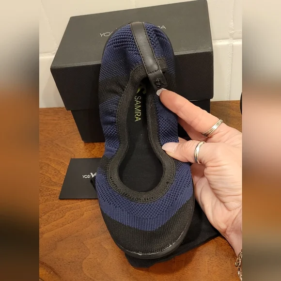YOSI SAMRA Camellia Foldable Flat Sport Knit Navy / Black sz 7M - Picture 6 of 7